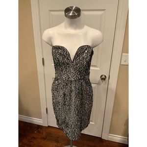 Milly Silver Sequin Strapless "Carly Cocktail Dress", Size 4 (US), NWT! $595